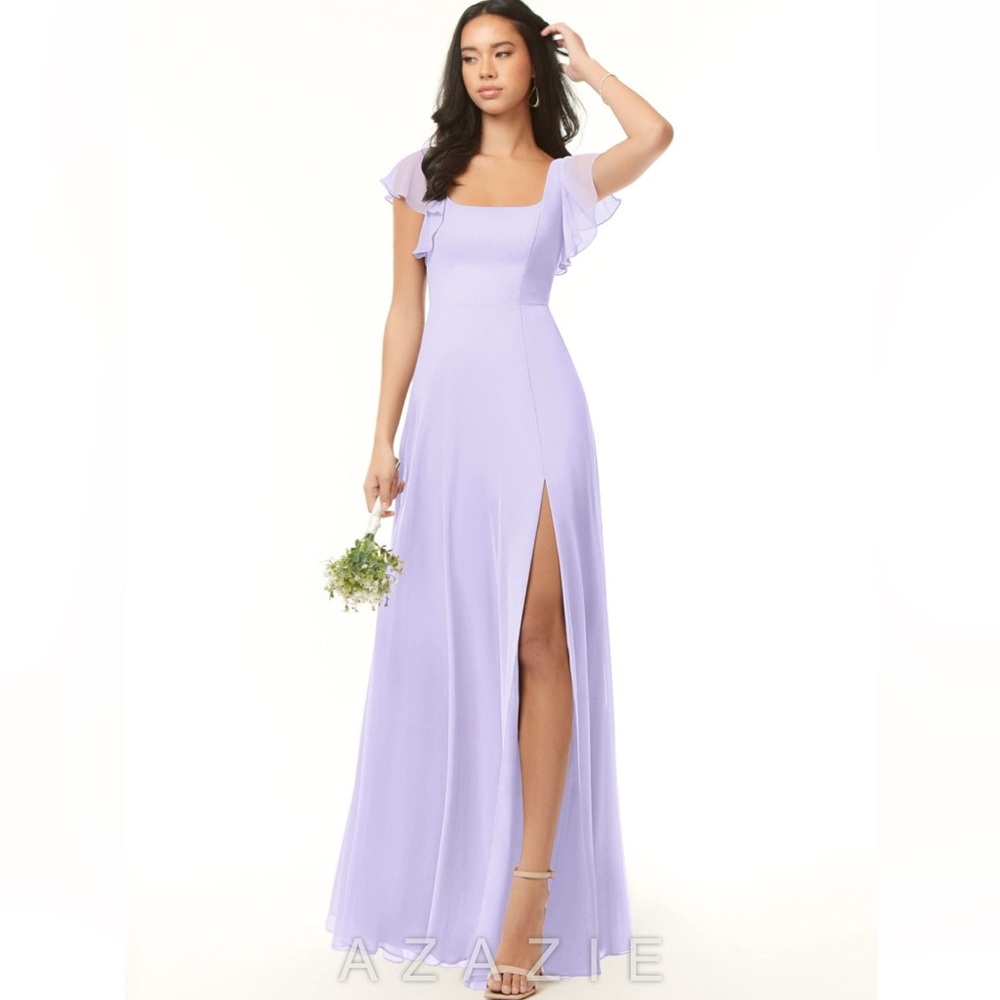 Lilac Azazie Bondi bridesmaid dress